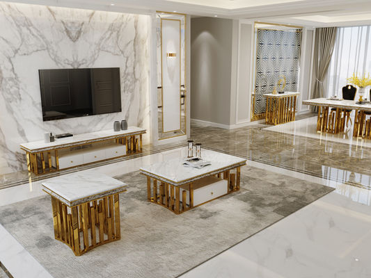 Αγορά Σύγχρονη κομψότητα: Μαρμάρινο τραπεζάκι από ανοξείδωτο χάλυβα online manufacture