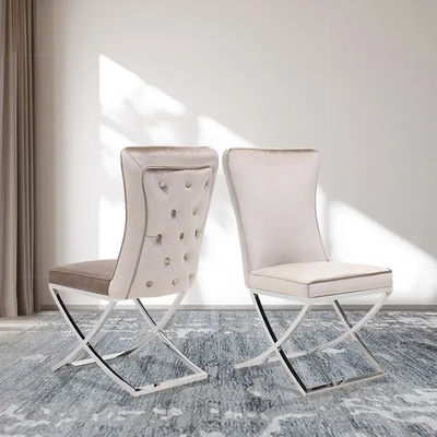 Αγορά Σύγχρονο σχεδιασμό βελούδινο χαλυβουργημένο έπιπλα τραπεζαρίας καρέκλα online manufacture